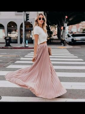 Love Culture Pleated Maxi Skirt - Dusty Blush